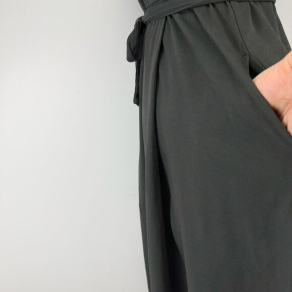 WEEKEND MAXMARA w/ Elastic + Tie Waist Green Midi Jersey Shirt Dress Size S - Picture 3 of 6